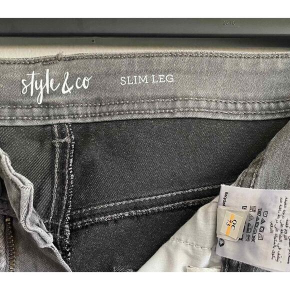 Style & Co Tummy Control High Rise Slim Leg Jeans 24W Grey - Picture 4 of 6